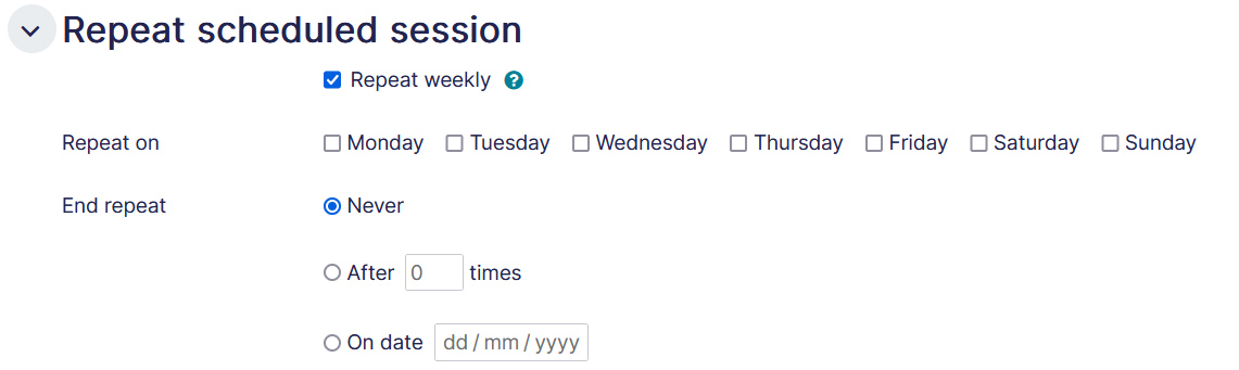 Online classroom settings repeat session