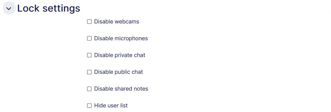 Online classroom settings lock settings