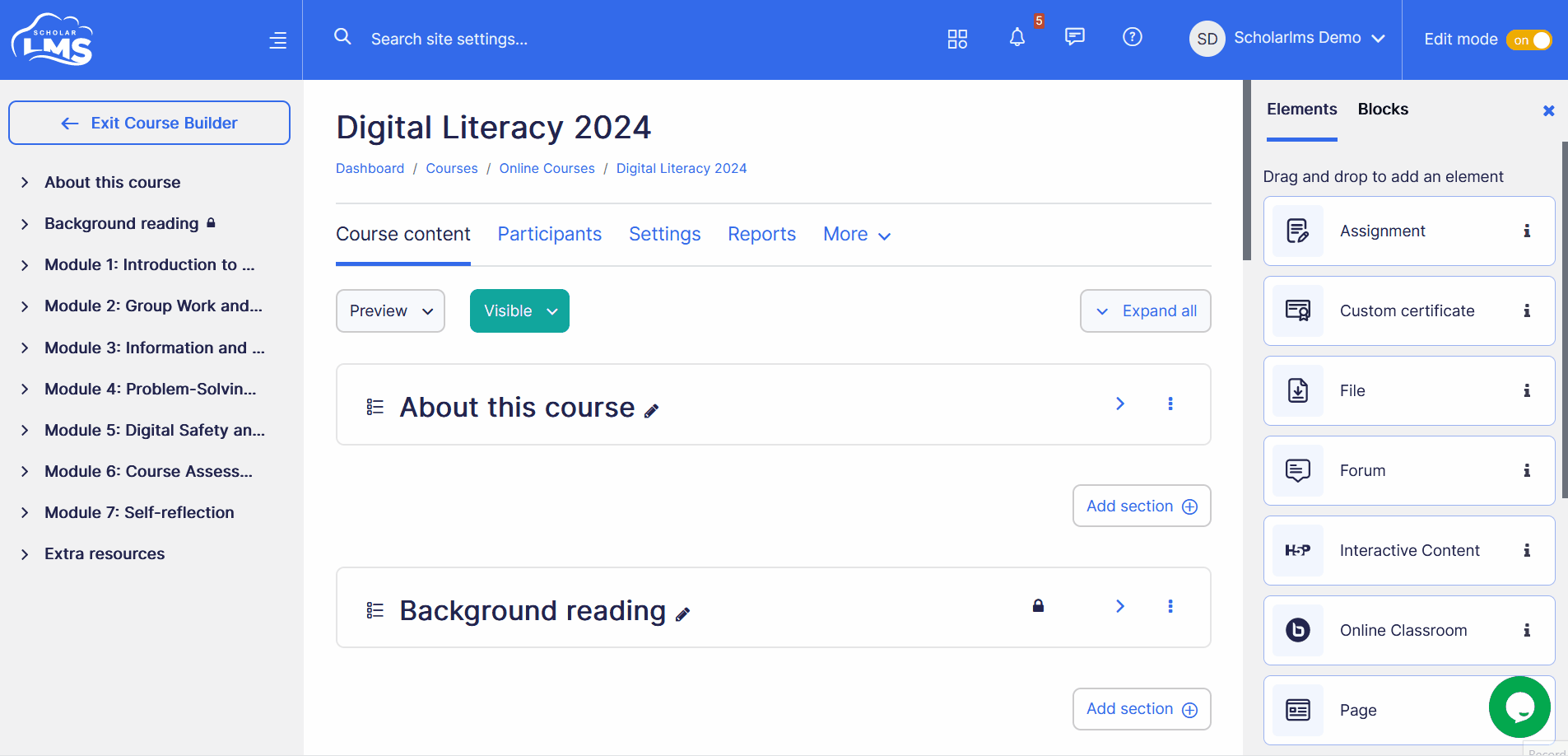Adding Online classroom session