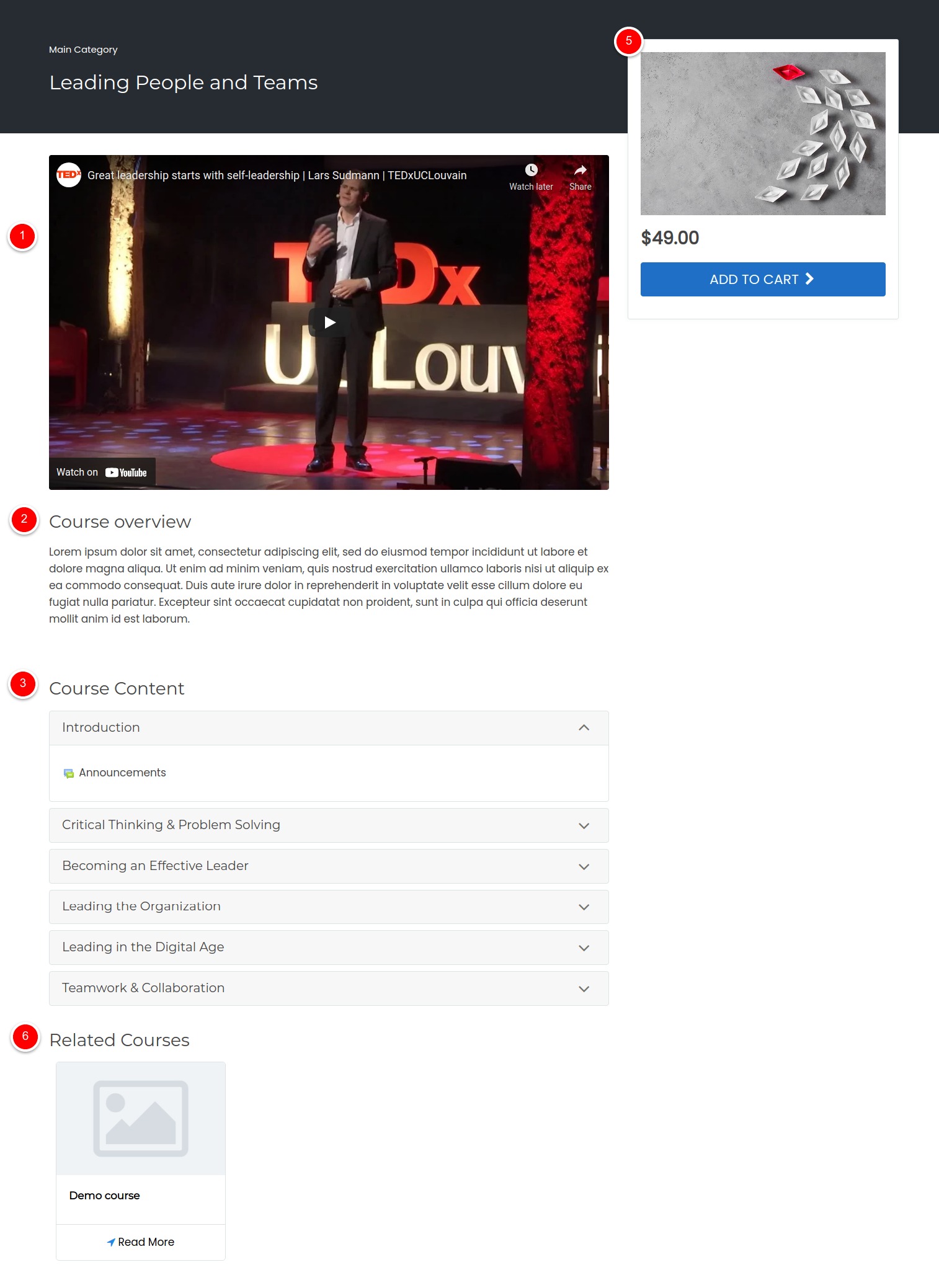 LMS course landing page