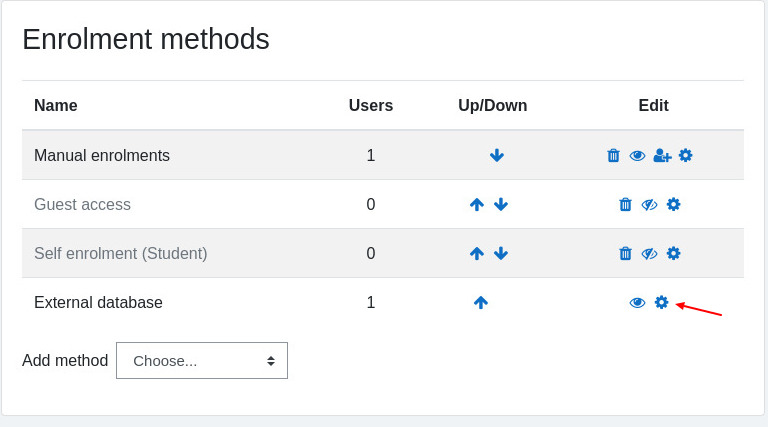 Course eanrollment external database