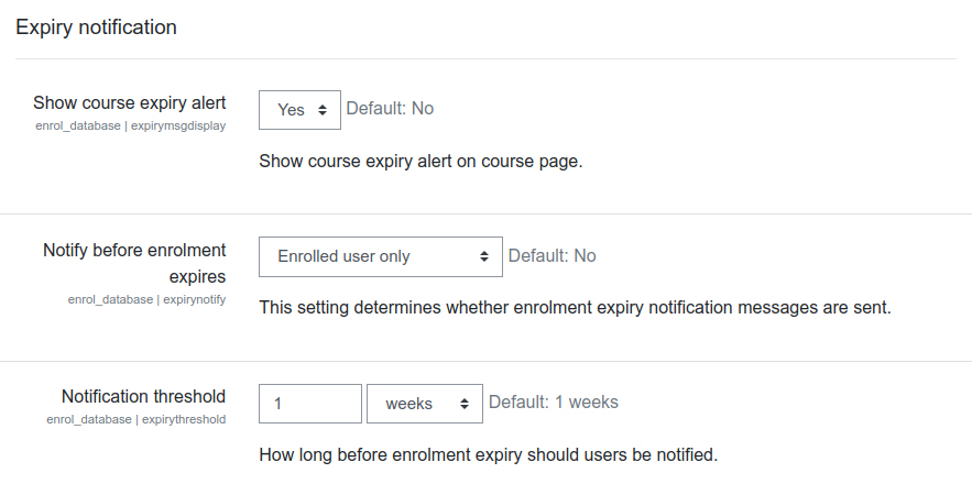 Course expiry notification alert and email