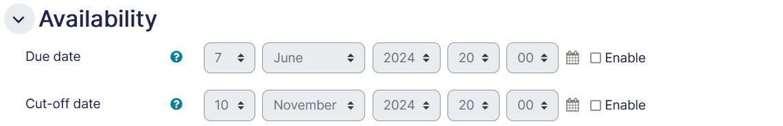 Forum settings availability tab
