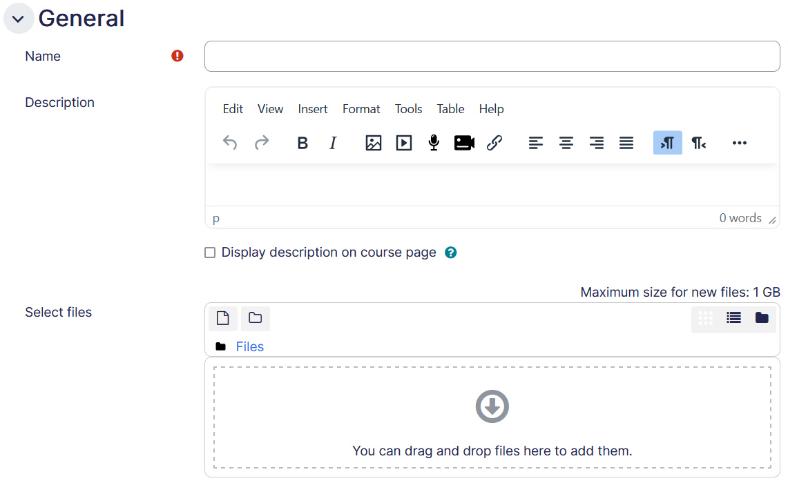 File setting general tab