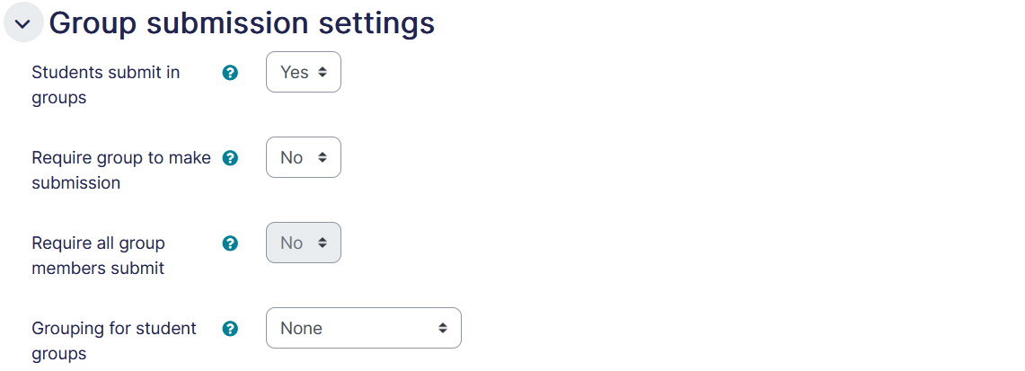 Assignment settings group submission tab