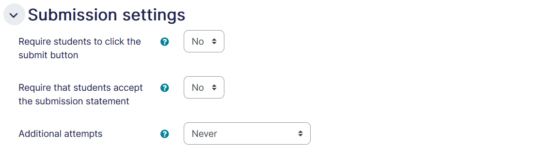 Assignment settings submission tab