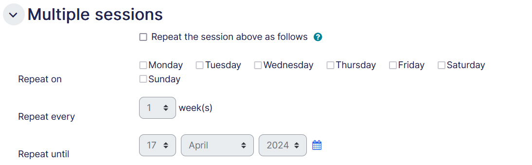 Attendance repeat sessions tab