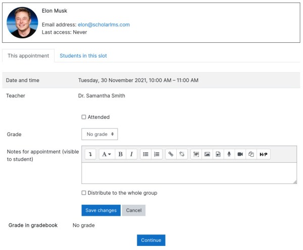 Scheduler Grade Appointment