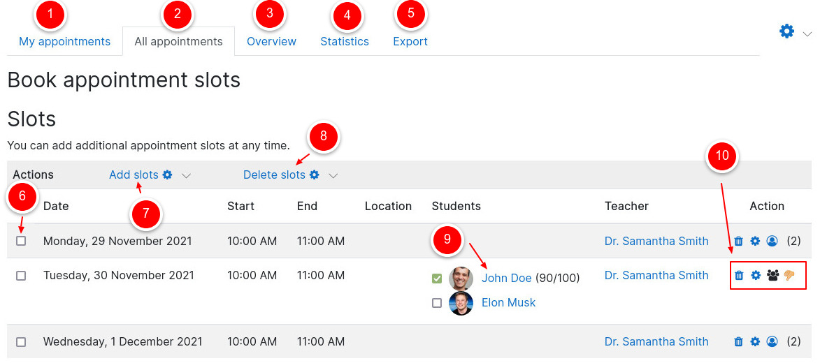 Scheduler Appointments Page - Overview