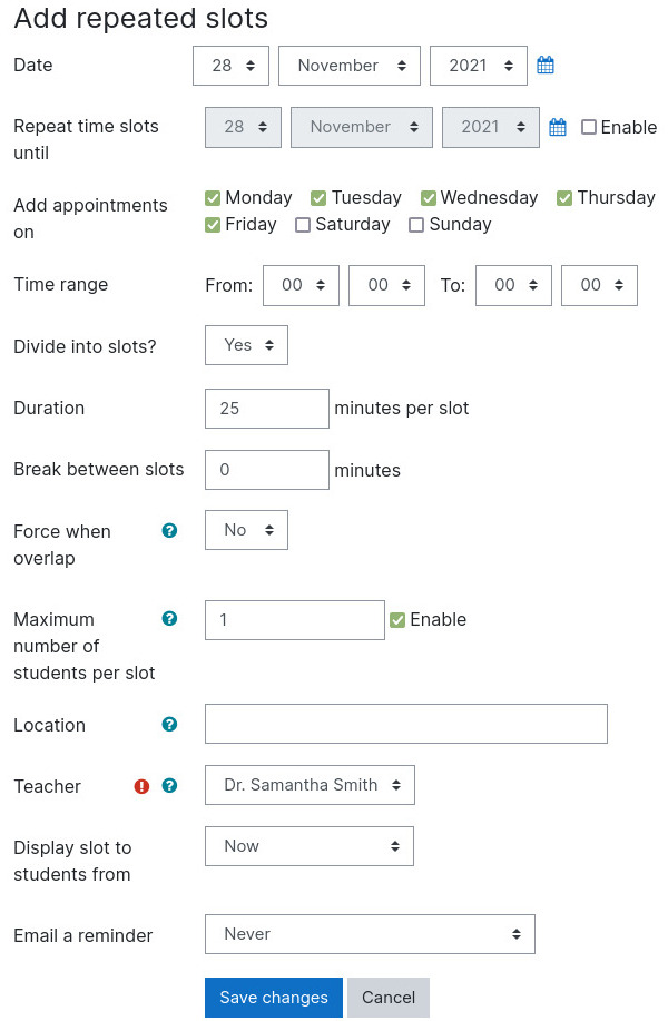 Scheduler Add Repeated Appointments