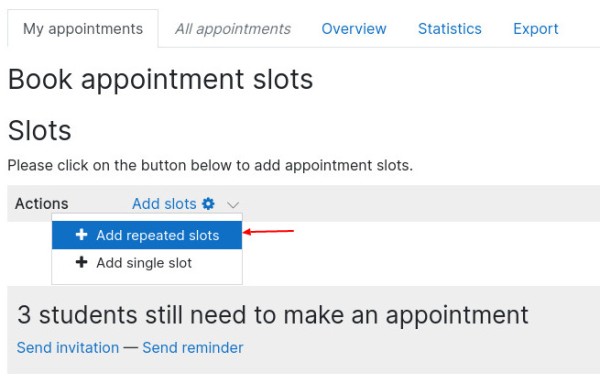 Scheduler Create Appointment Slots