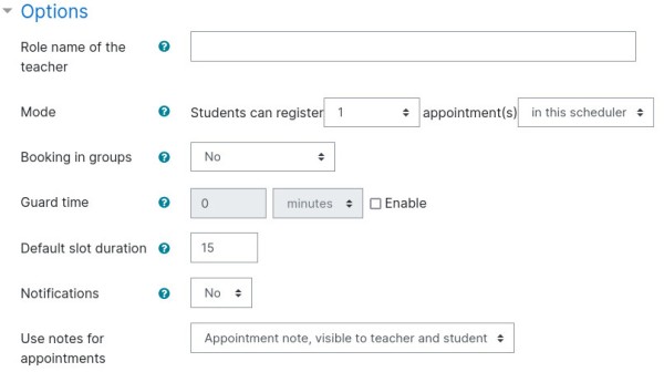 Scheduler Options