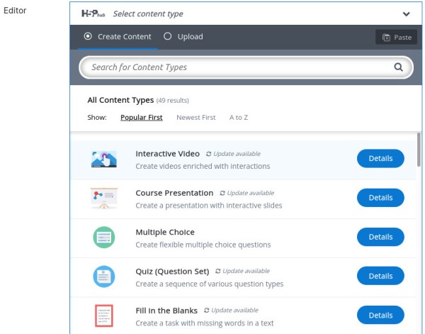 H5P Content Picker