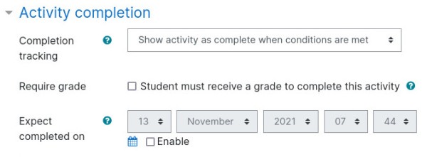 Attendence Activity Completion