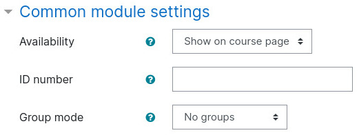 Activity Common module settings