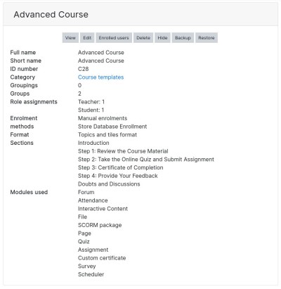 Course Quick Details