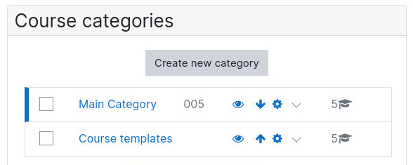Course Category Actions