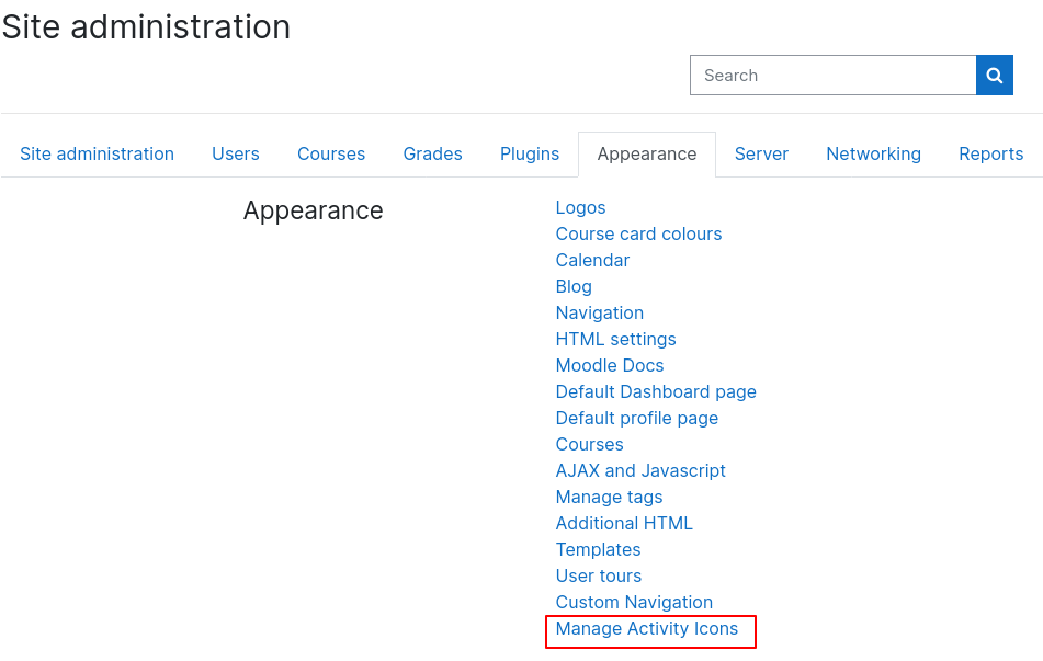 Manage Activity Icons