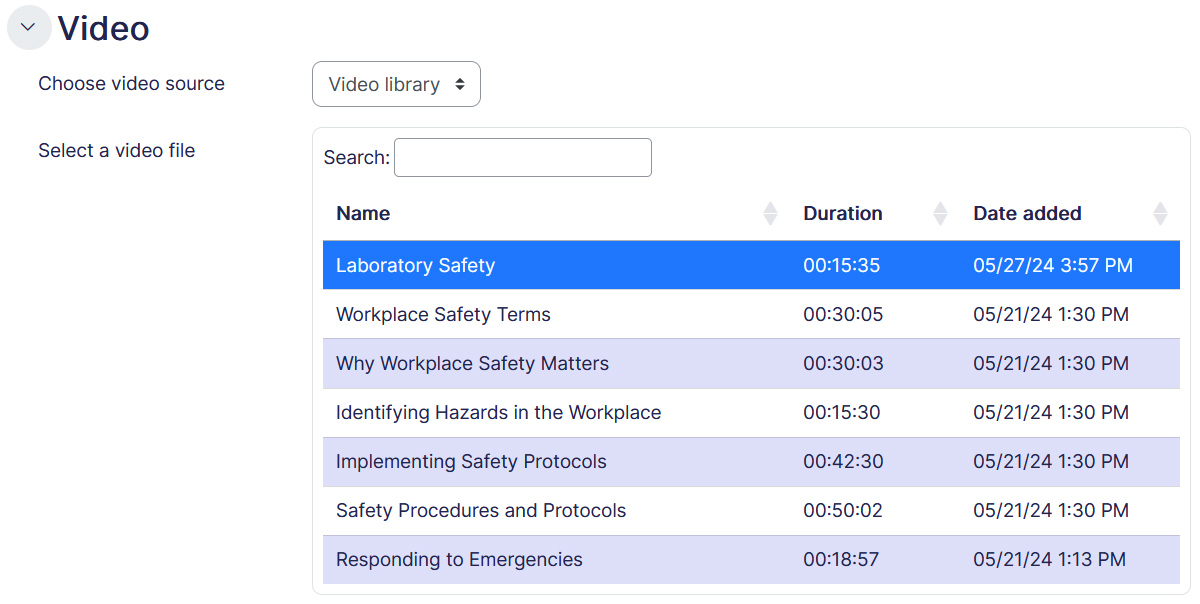 Video lesson Gallery option