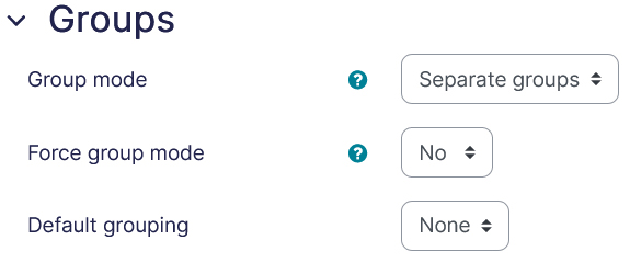 Course settings groups tab