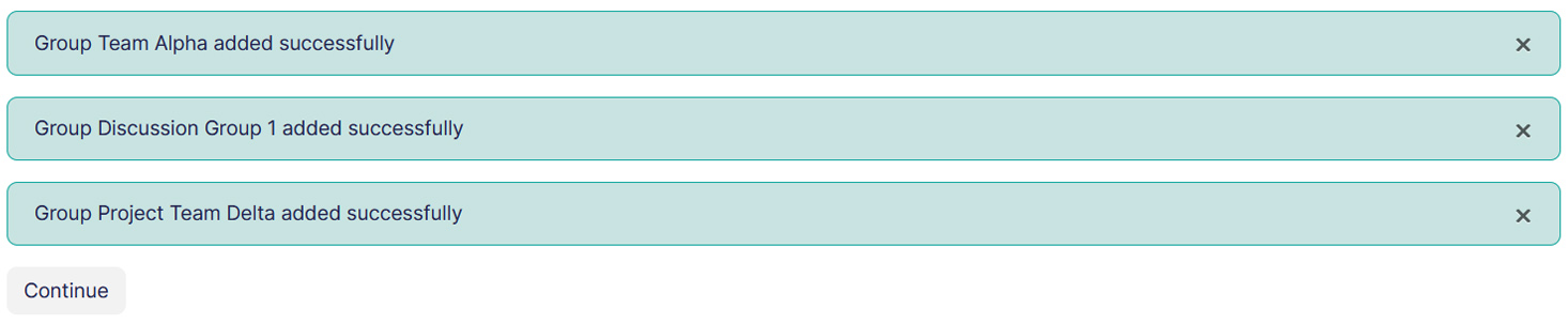 Import group success page