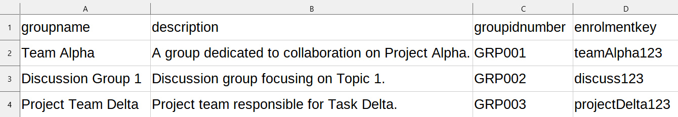 Import group CSV preview file
