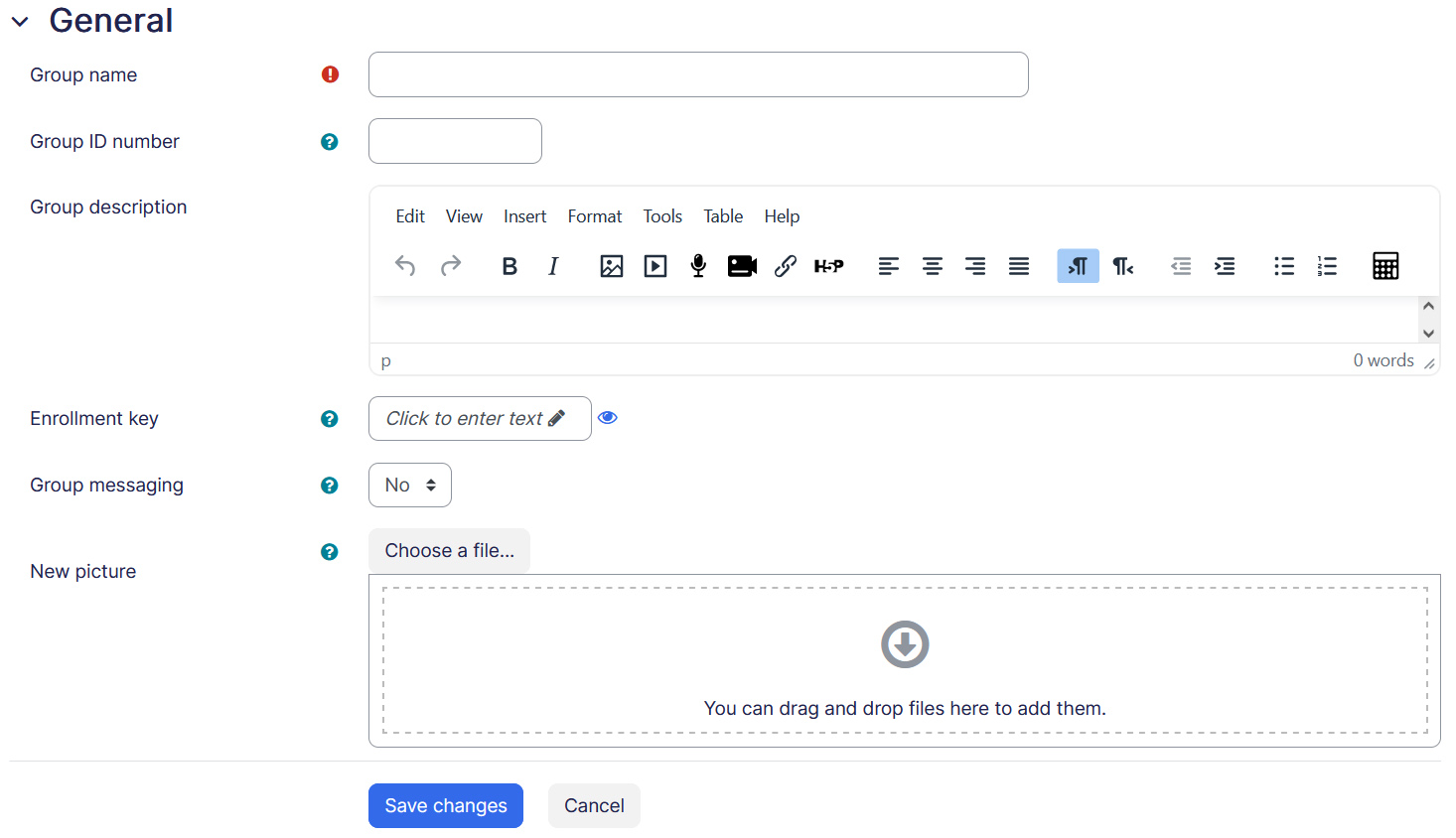 Create group page