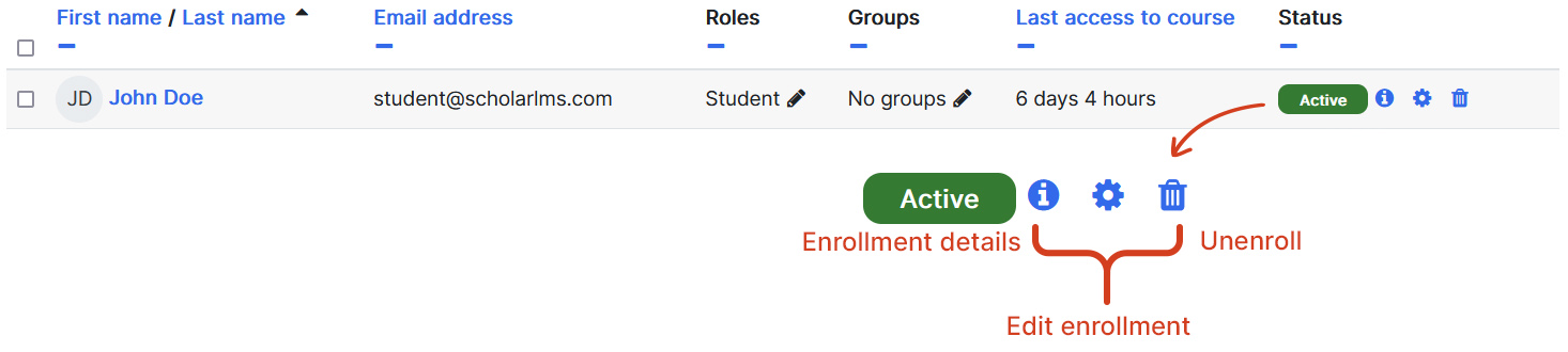 User course enrollment actions zoom-in