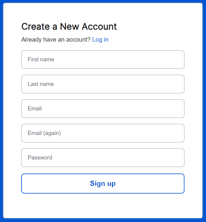 User Sign up box