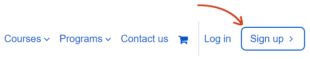 Student Sign up button Home page