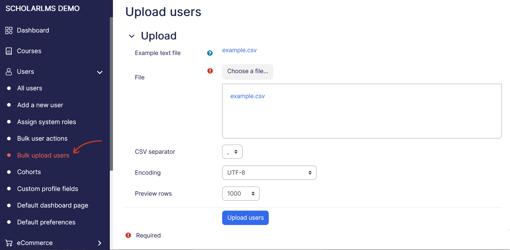 Bulk upload users