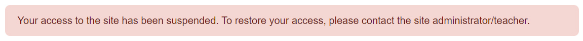 Suspended user notification