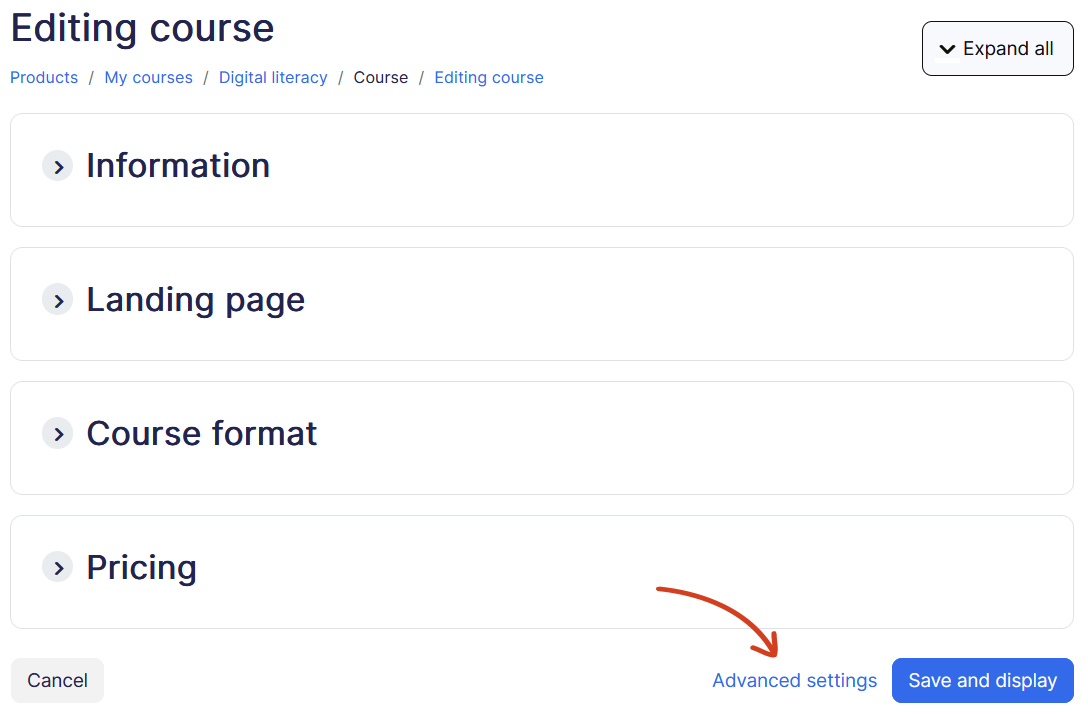 Course Advanced Settings