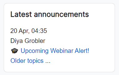 Announcement forum block