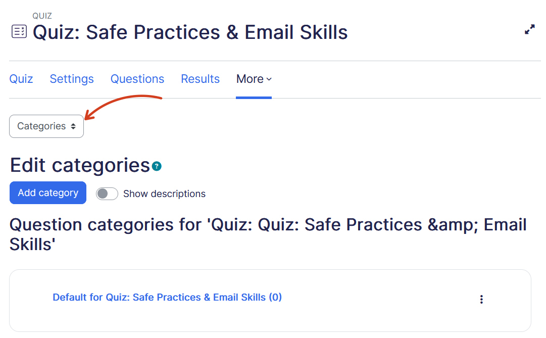 question bank add category