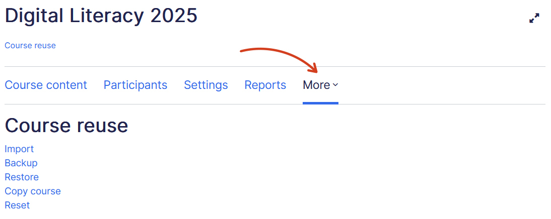 doc course reuse options page