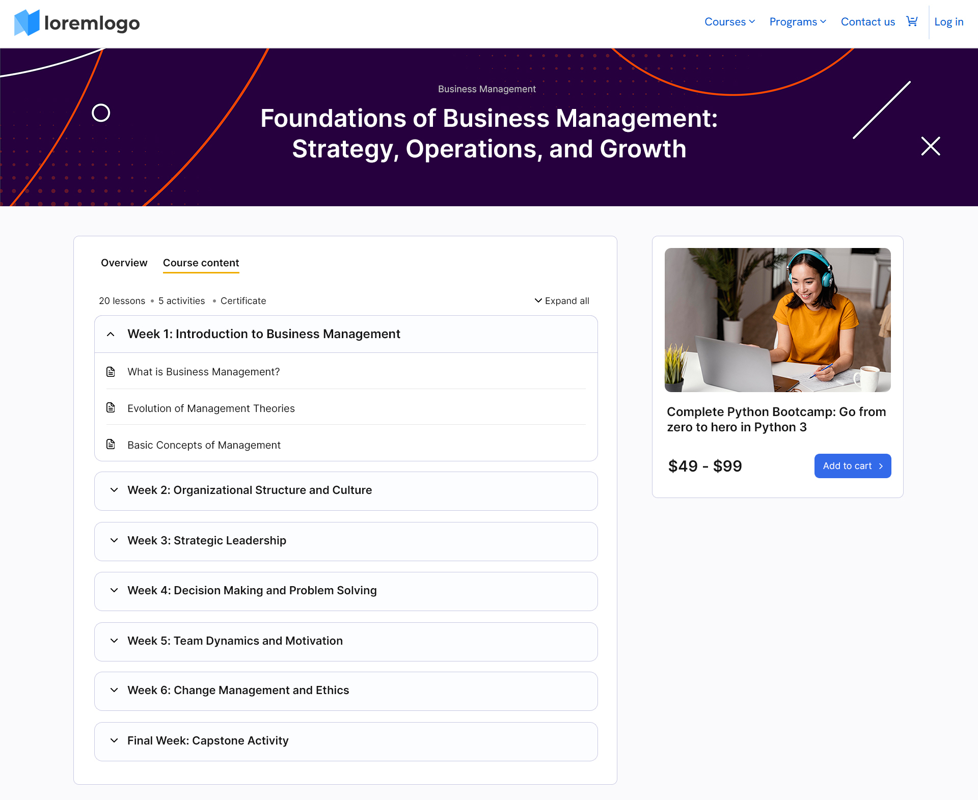 Learner theme 2025 - Course landing page