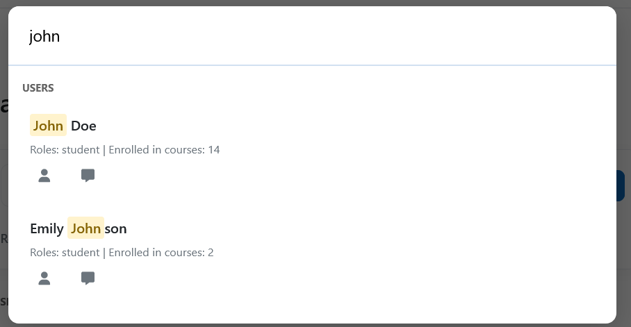 smart search result dropdown