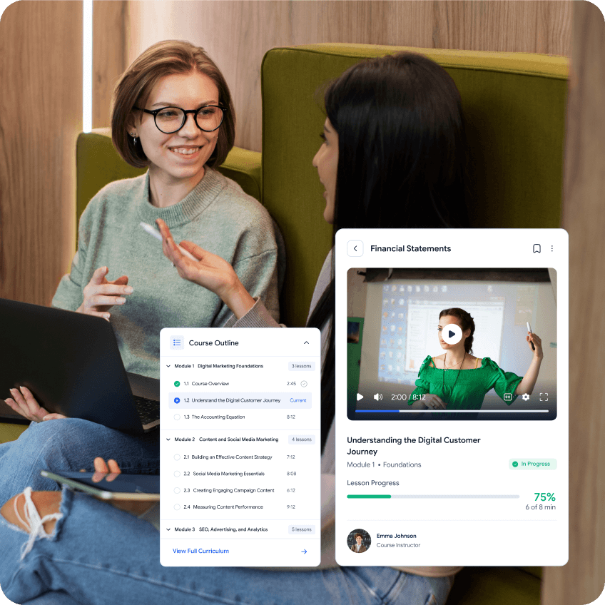 interactive-course-content-tools Interactive course content with video and learning activity options