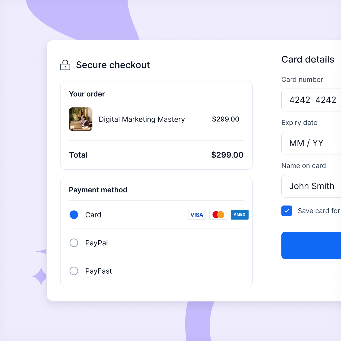 learner-course-checkout Course checkout interface showing learner purchase and payment options