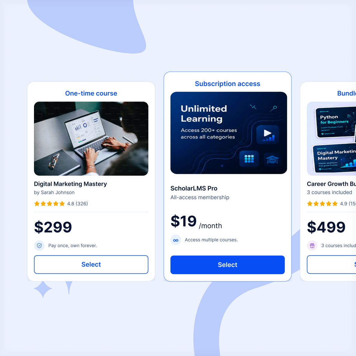 flexible-course-selling-options Flexible course selling options with pricing and product configurations